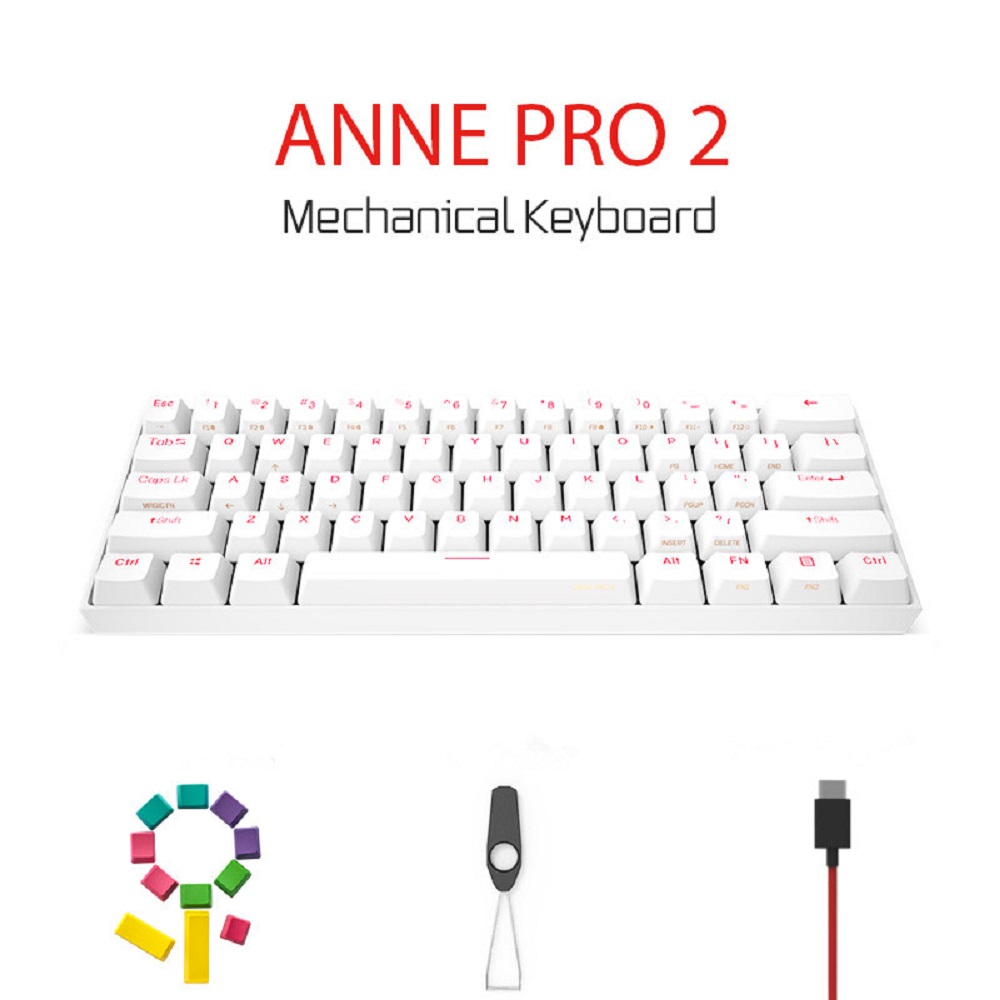 Anne Pro 2 60% Mechanical Keyboard Wired/Wireless Dual Mode Full RGB Double Shot PBT - Brown Switch