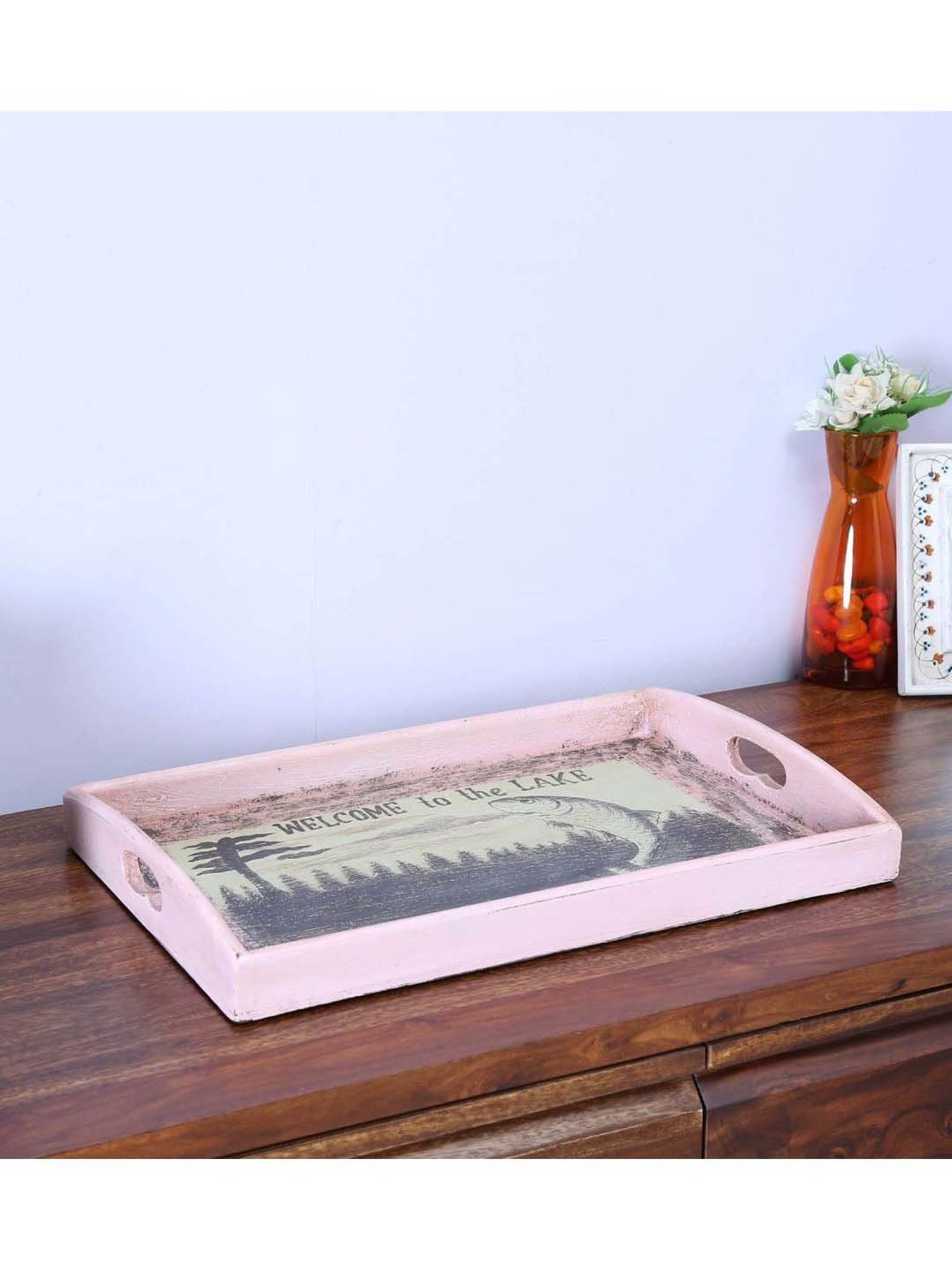 Artisans Rose Vintage Finish Multicolor Tray - Set of 1