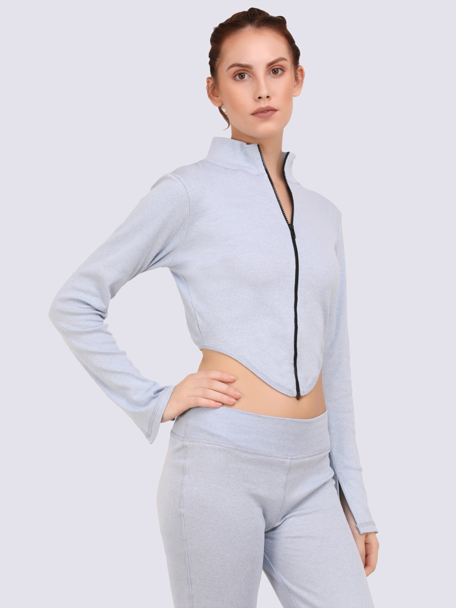 EVERDION Grey Cotton Sports Top
