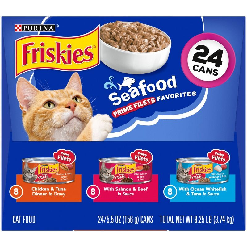 Purina Friskies Seafood Prime Filets Wet Cat Food - 5.5oz/24ct Variety Pack