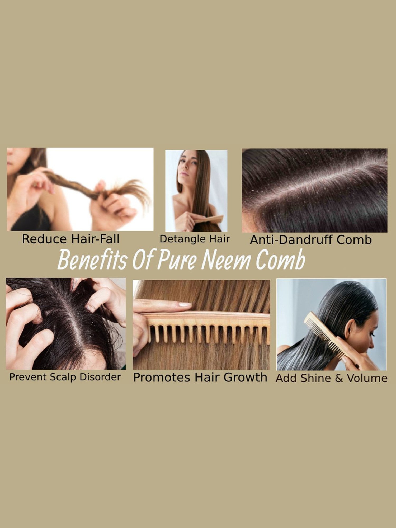 Kazarmaa 100% Natural Neem Wood Comb