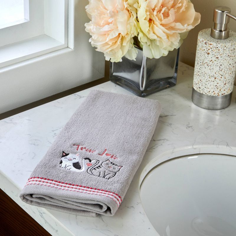 2pk True Love Cats Hand Towel Set Gray - SKL Home