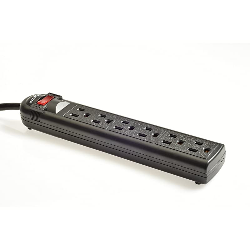 6-Outlet Surge Protector Power Strip with 25-Ft Long Extension Cord, Black, ETL Listed/UL Standard