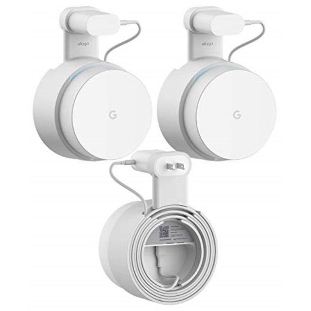 elago google wifi wall mount  easy to install/move, no screws needed, cable management, space saving light grey, 3 pack