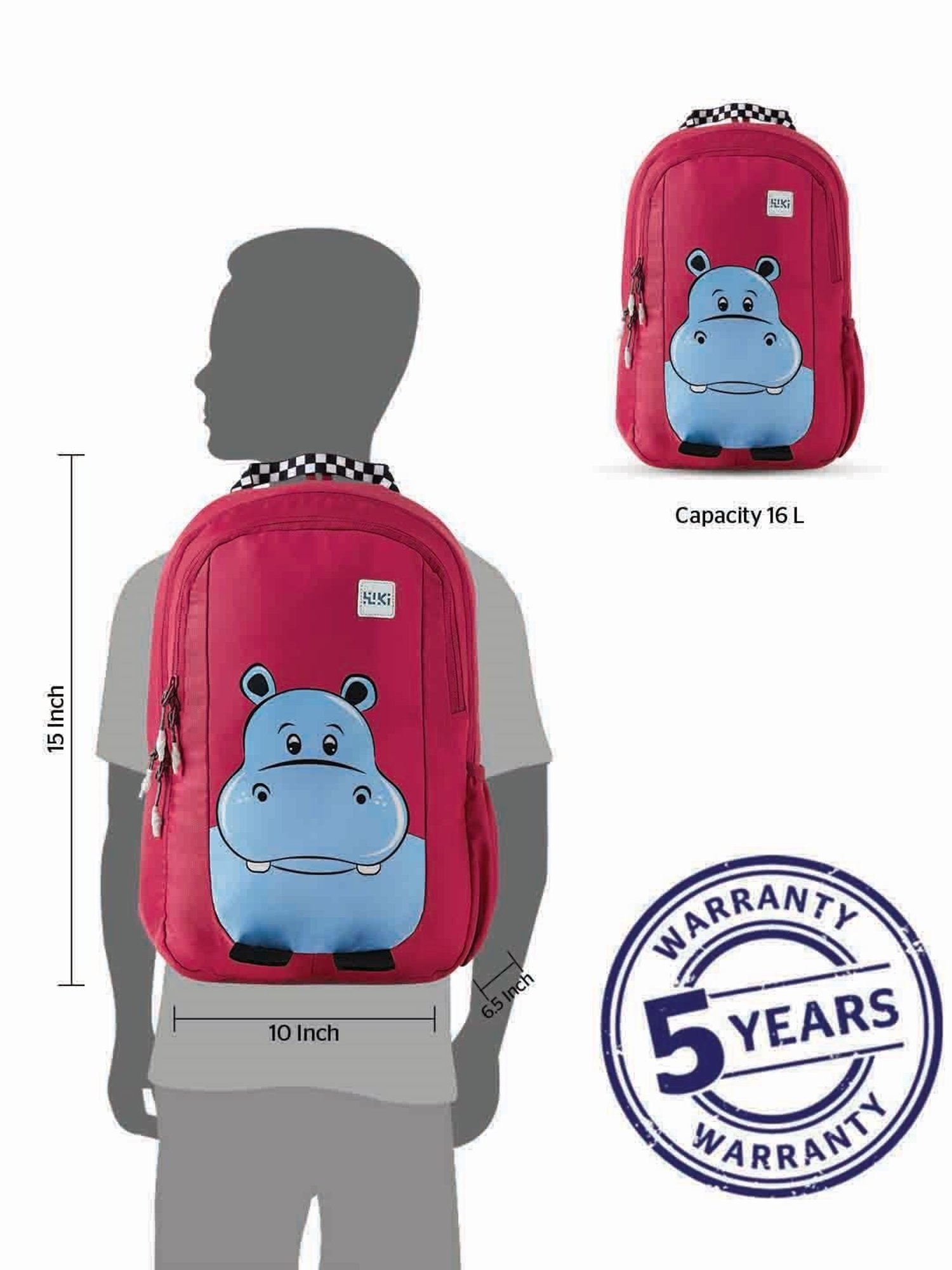 Wiki Back to School Champ 2 Red Polyester Printed Backpack - 16 Ltrs