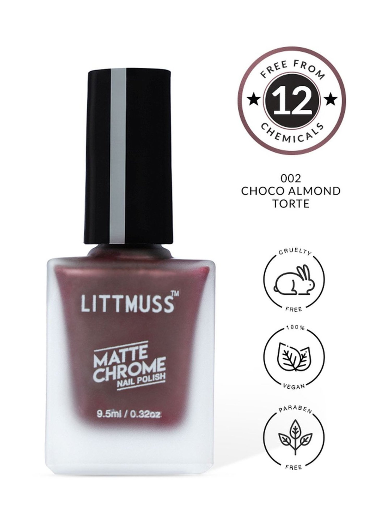 Littmuss Matte Chrome Nail Polish Choco Almond Torte 002 - 9.5 ml