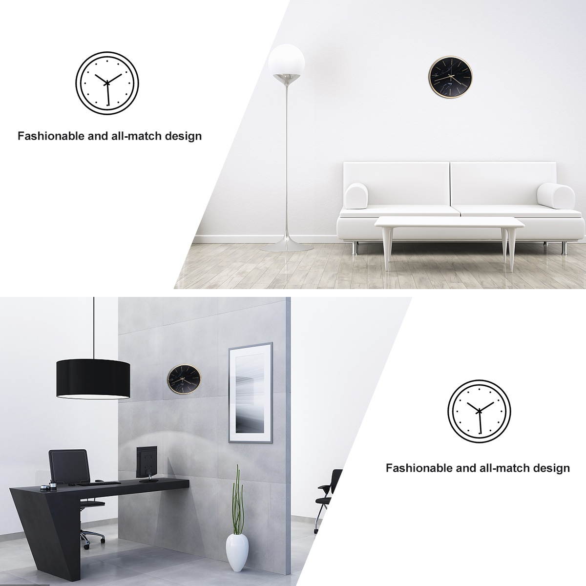 1pc Round Wall Clock Marble Grain Clock Fashion Room Clock Time Display Device for School Home Hotel