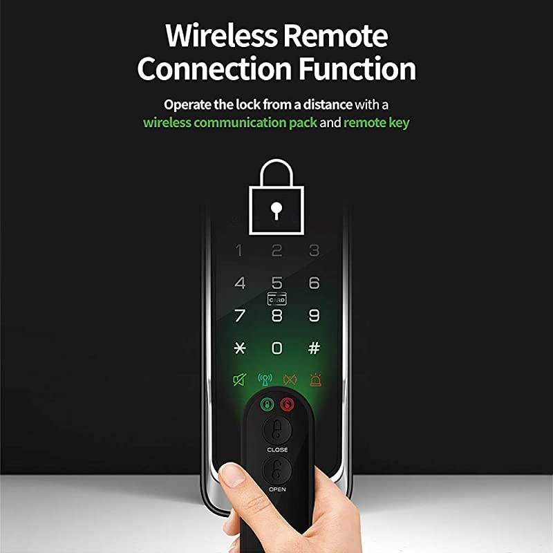 MI-500F Digital Rim Lock, Biometric Fingerprint, Remote Control, Notification Lamps, Double Locking, Manager Mode, Trespass Alarm, Battery Alarm, High Temperature Warning