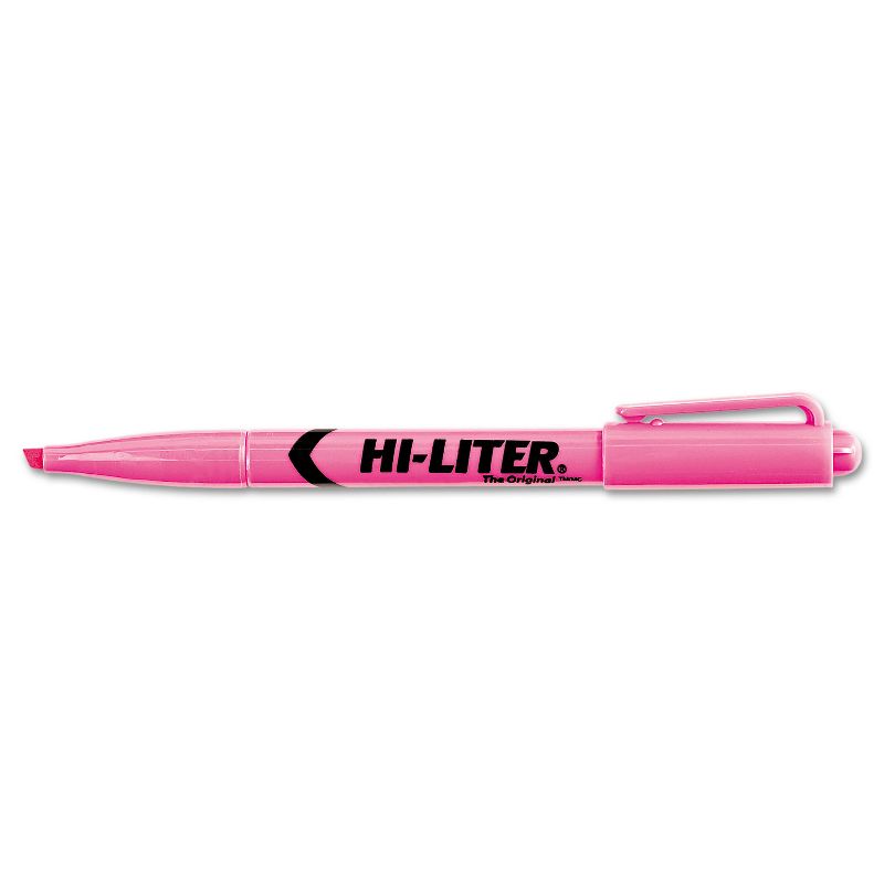 Hi-Liter Pen Style Highlighter Chisel Tip Fluorescent Pink Ink Dozen 23592