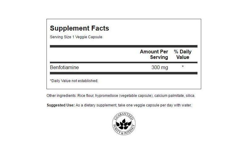 Swanson Benfotiamine - Maximum Strength 300 mg 60 Veggie Capsules.