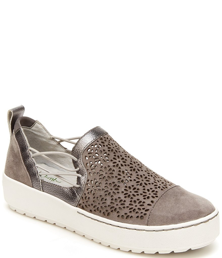 Jambu Erin Perforated Metallic Leather Slip On Sneakers