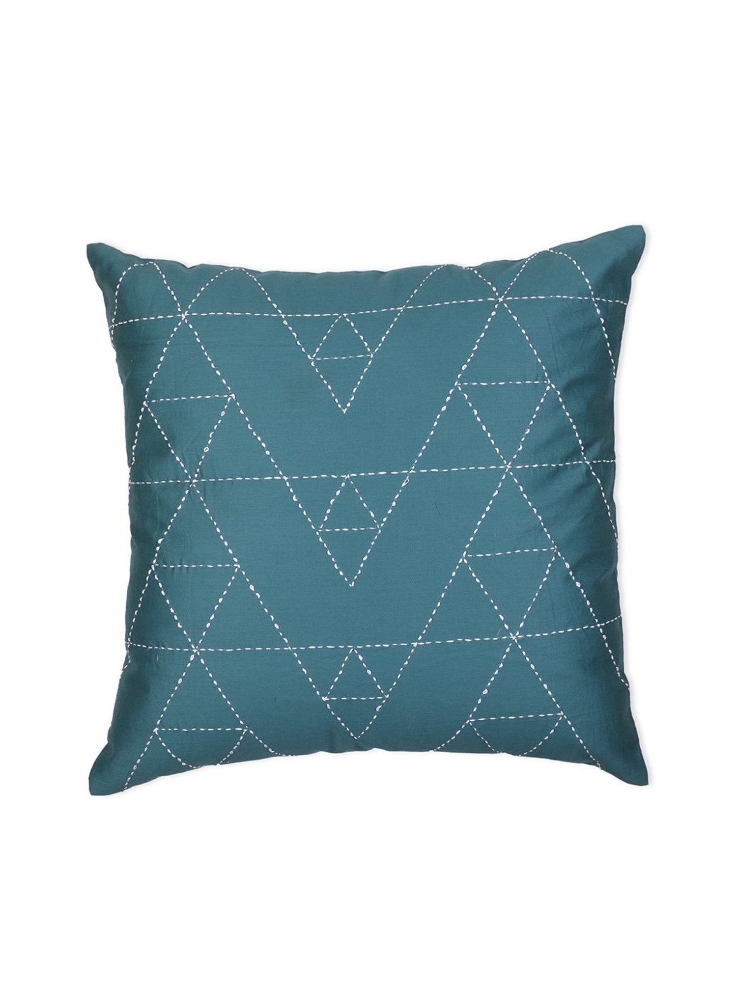 Spaces Spun Geometric Dark Green Cotton Cushion Cover