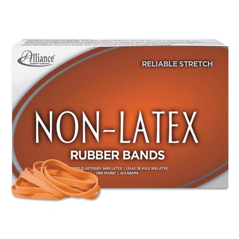 Alliance Non Latex Orange Rubber Bands, Size 64, 3-1/2 x 1/4, 380 Bands/1lb Box