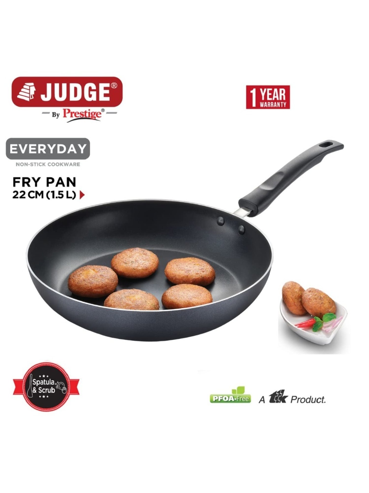 Judge by Prestige Everyday Black Aluminium Fry Pan 22 cm 1.5 L