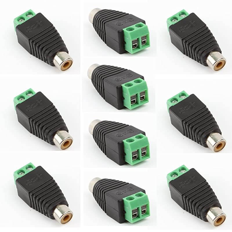 Phono RCA Screws Male Female Plug to AV Screw Terminal AudioVideo Connector Adapter 10 Male +10 Female Connector