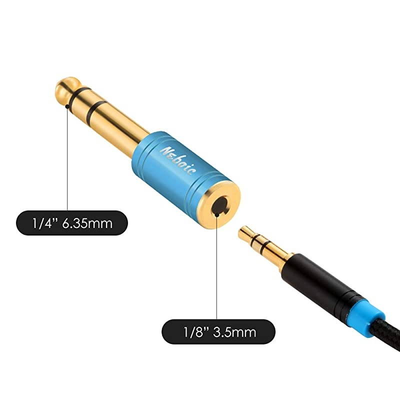 4Packs 14 Male to 35mm 18 Female Headphone Adapter 18 Inch Plug Male to 14 Inch Jack Female Stereo Adapter