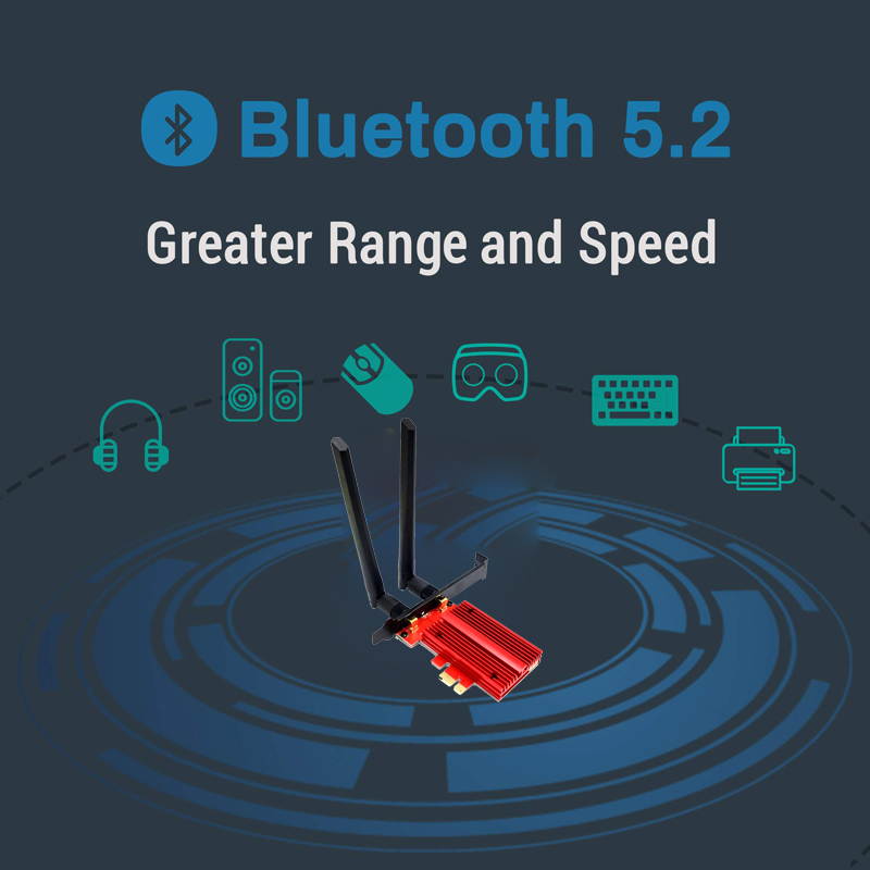 WiFi 6E 5400Mbps AX210 Wireless PCIe Card, Updated to 6G/5.8G/2.4GHz Tri-Band, Bluetooth 5.2, 802.11AX Internal Network Adapter for PC with MU-MIMO, Ultra-Low Latency, Support Windows10(64bit)