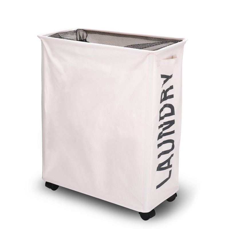 Danya B. Collapsible Waterproof Folding Laundry Hamper on Wheels White