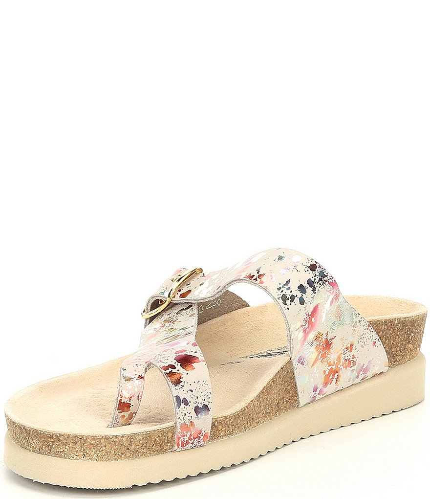 Mephisto Helen Buckle Detail Textured Leather Casual Sandals