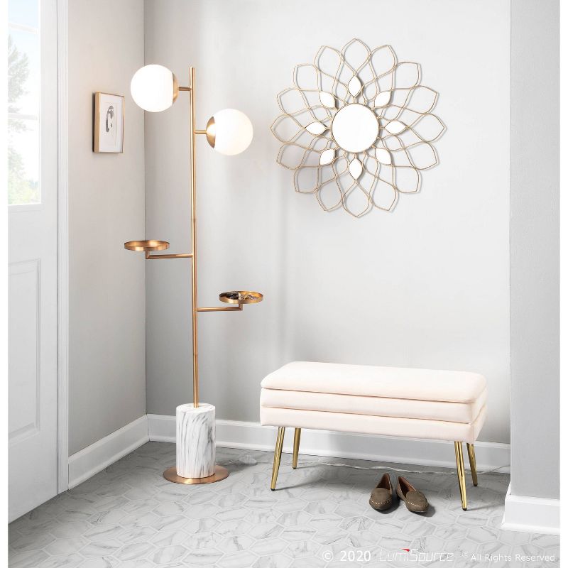 Butler Contemporary/Glam Floor Lamp with Metal Marble Base Gold (Includes LED Light Bulb) - LumiSource