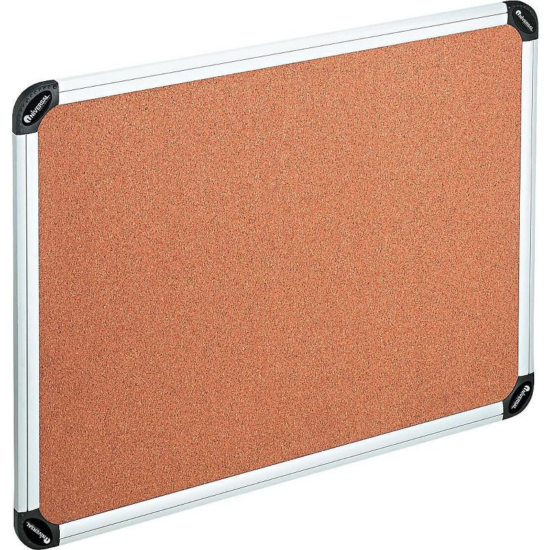UNIVERSAL Cork Board with Aluminum Frame 48 x 36 Natural Silver Frame 43714