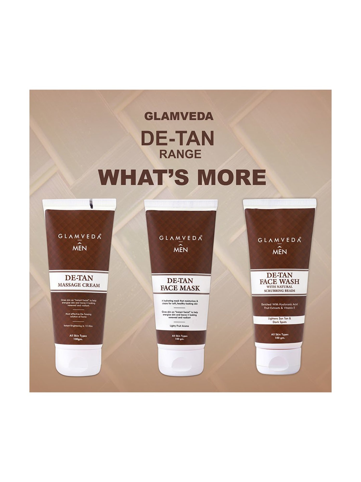 Glamveda Men De Tan Face Scrub - 100 gm