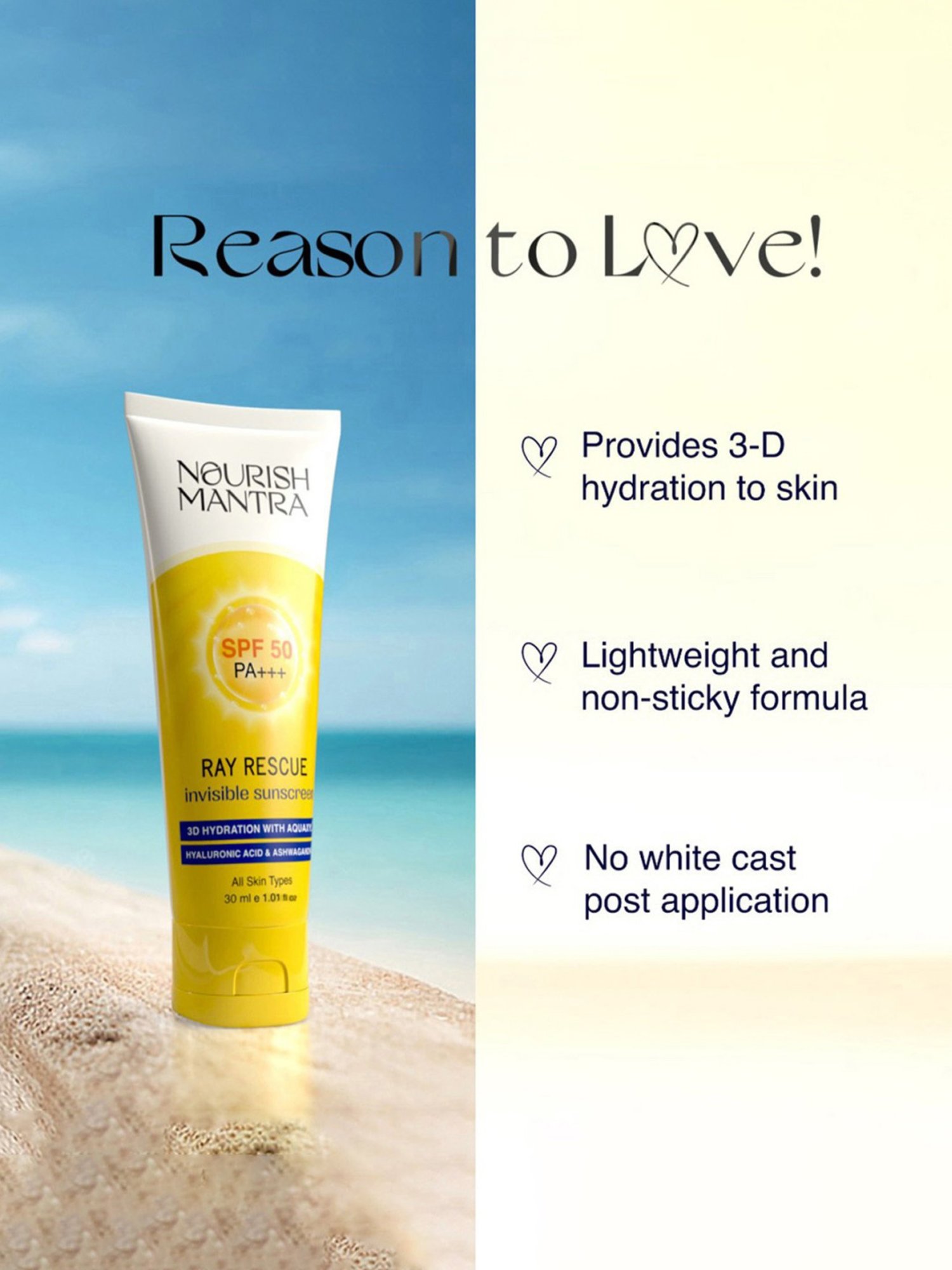 Nourish Mantra Ray Rescue Invisible Sunscreen SPF 50 PA+++ - 30 ml