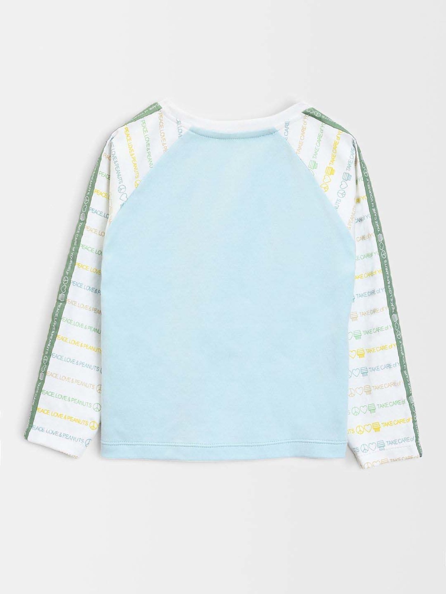 MiArcus Kids PEANUTS JUGGLE Sky Blue & White Cotton Printed Full Sleeves T-Shirt