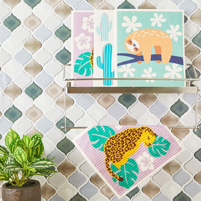 Swedish Dish Cloth 7.75" Thanksgiving Fall Set / 4 Dishcloth Kitchen Clean Up  -  Dish Cloth