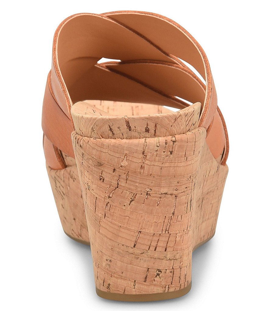 Kork-Ease Aria Woven Leather Cork Wedge Slide Sandals