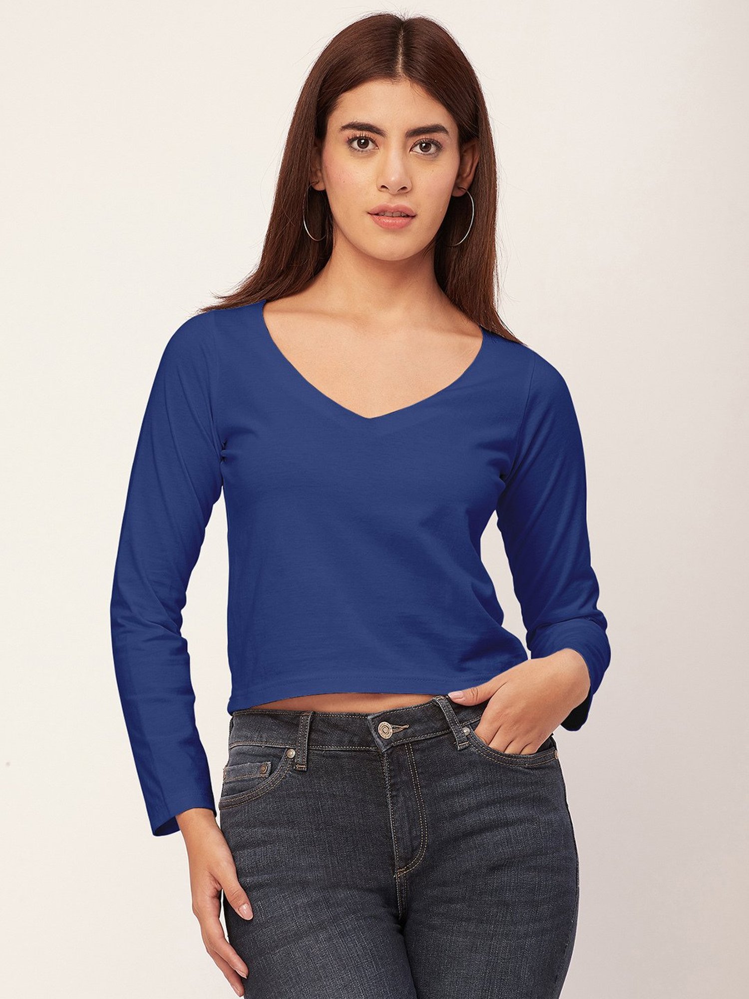 Moomaya Blue Regular Fit Crop Top
