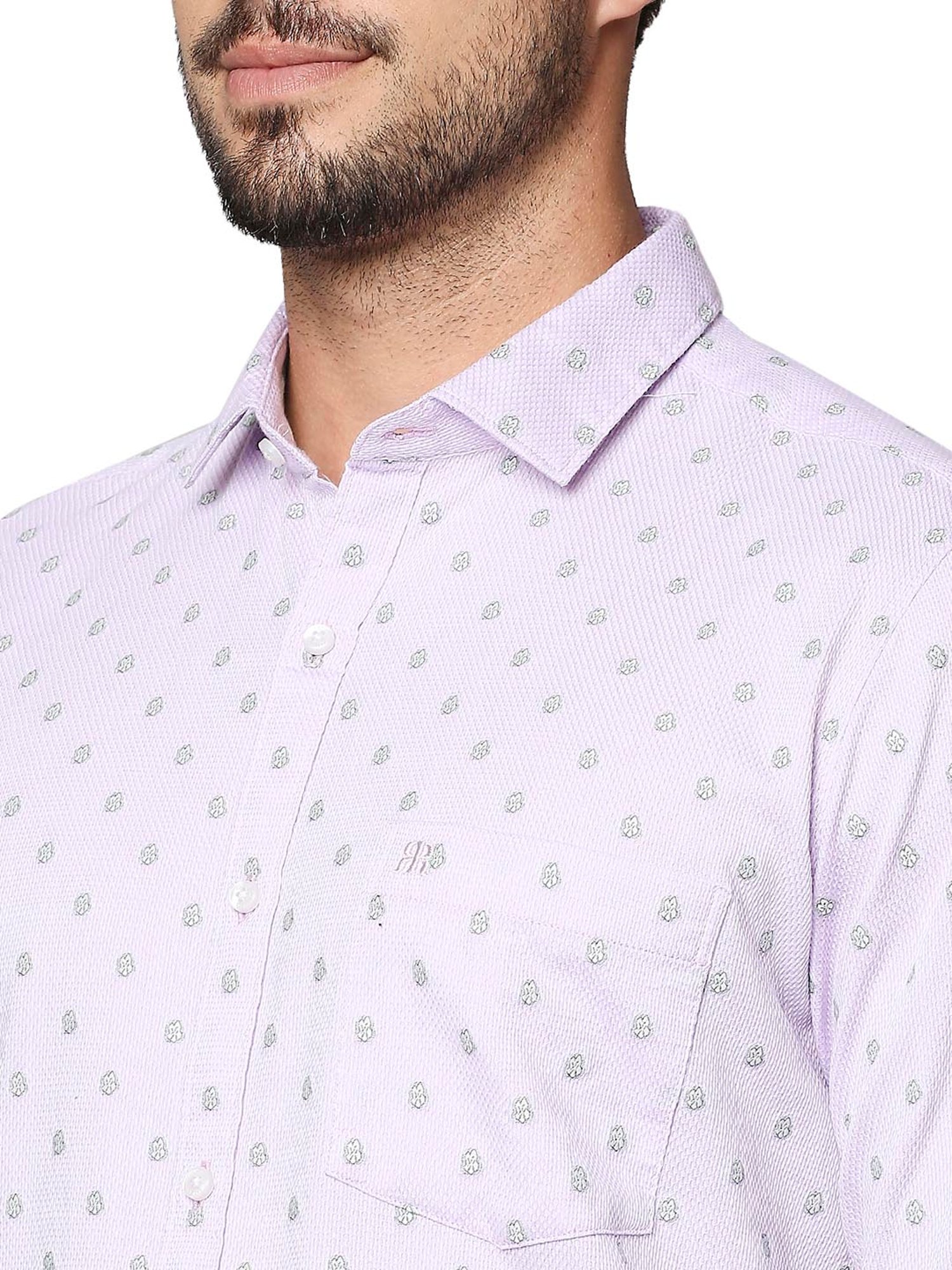 Raymond Light Purple Regular Fit Printed Shirt
