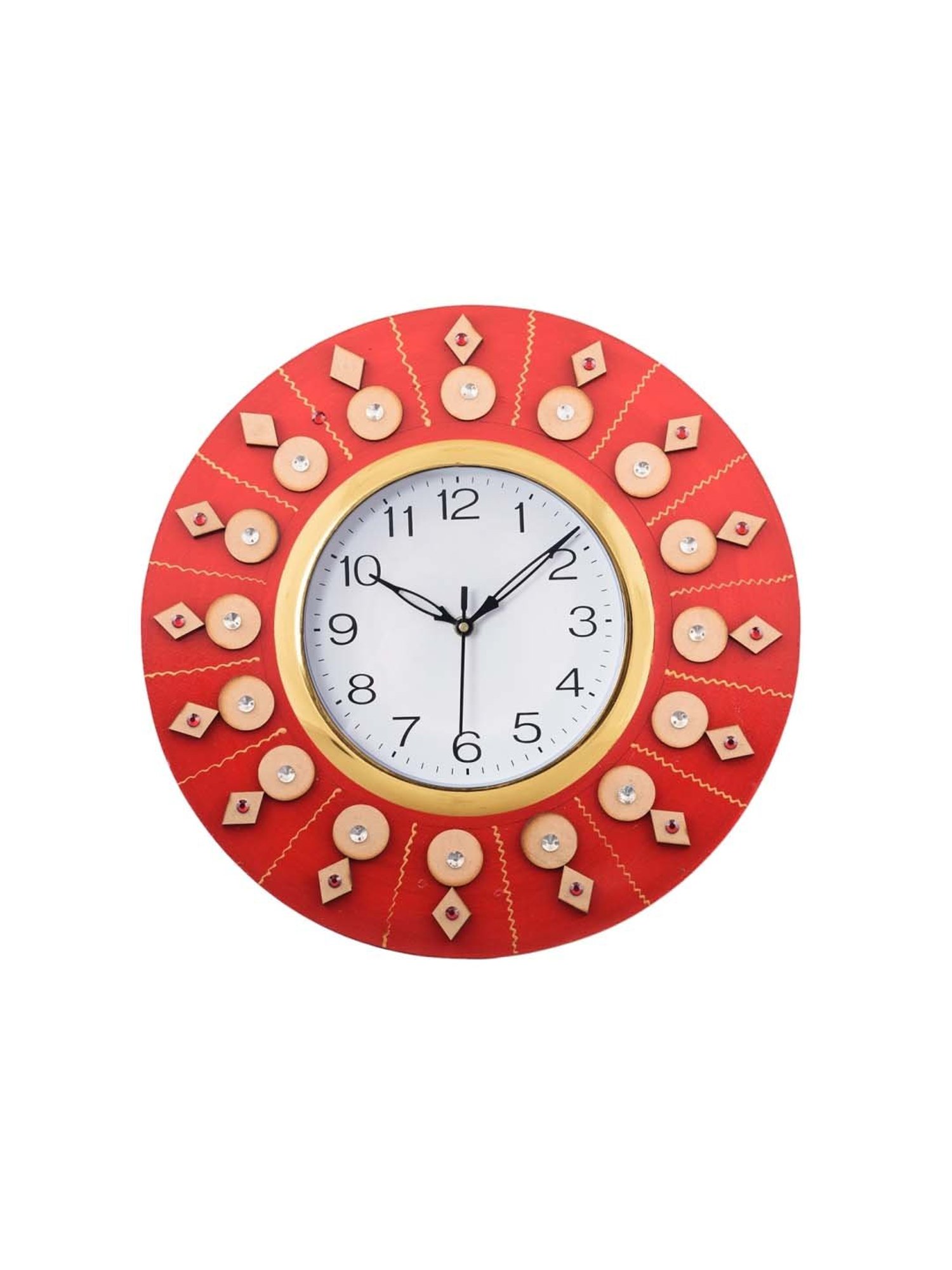 eCraftIndia Decorative Handcrafted Orange Wooden Wall Clock