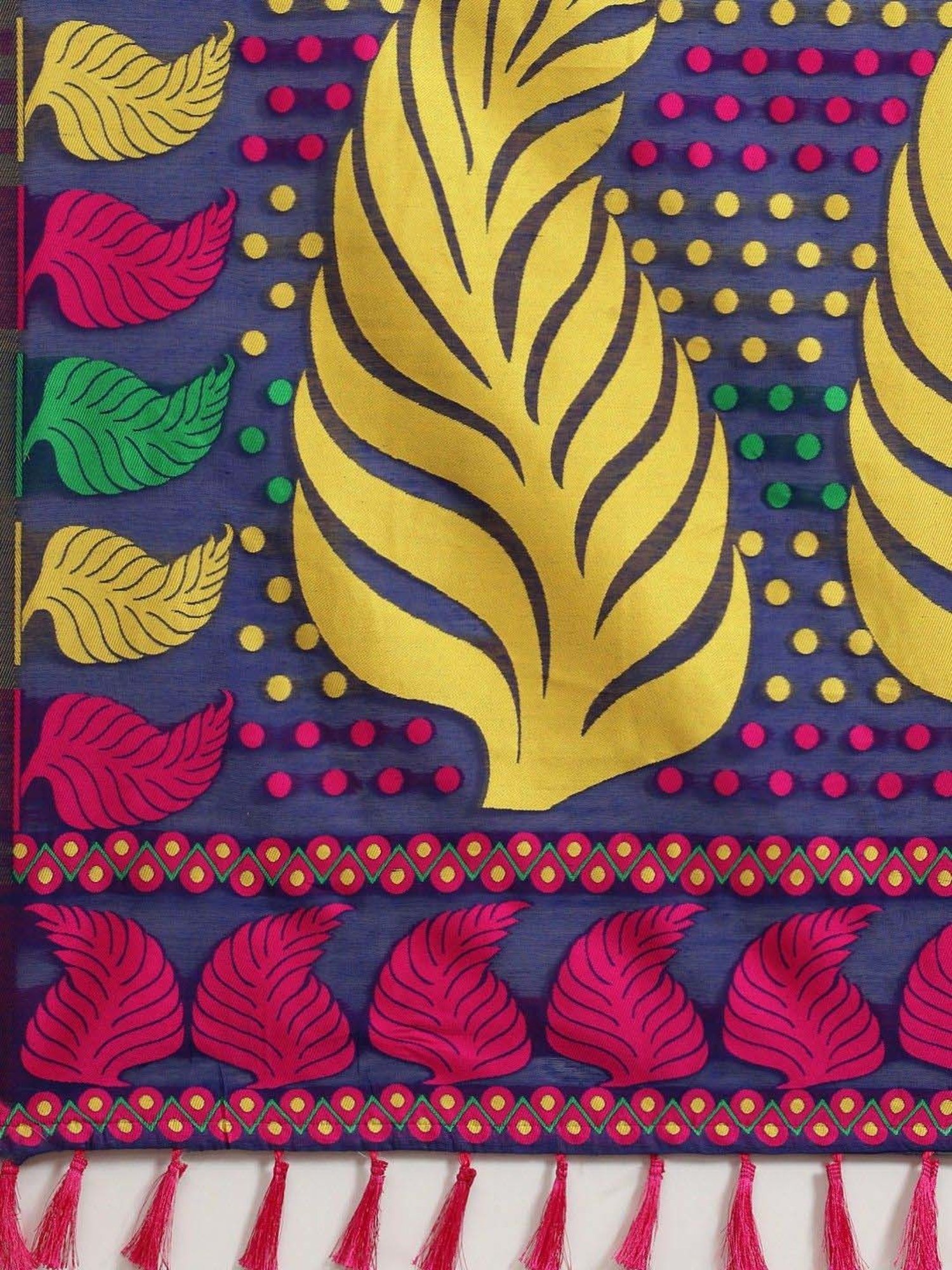 Silk Land Navy Woven Saree With Unstitched Blouse