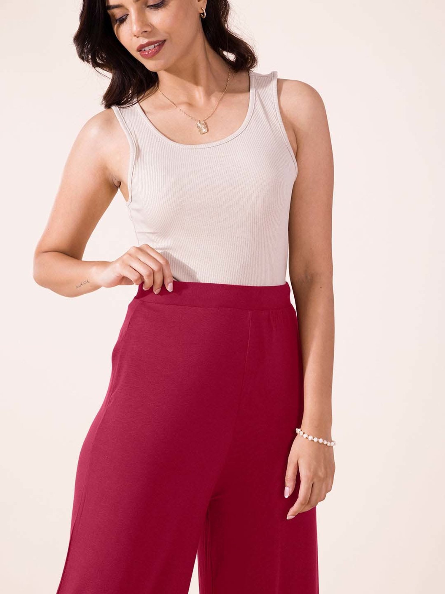 Go Colors! Maroon Relaxed Fit Palazzos