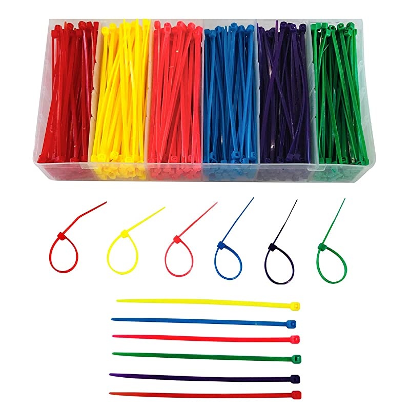 Colored Zip Ties 4inch Multi-Color Zip Ties 480pcs Assorted Colors Self-Locking Zip Cable Ties Pink,Red, Purple, Yellow, Blue,Green Zip Ties for Deco Mesh Wreath Supplies,Outdoor and Home