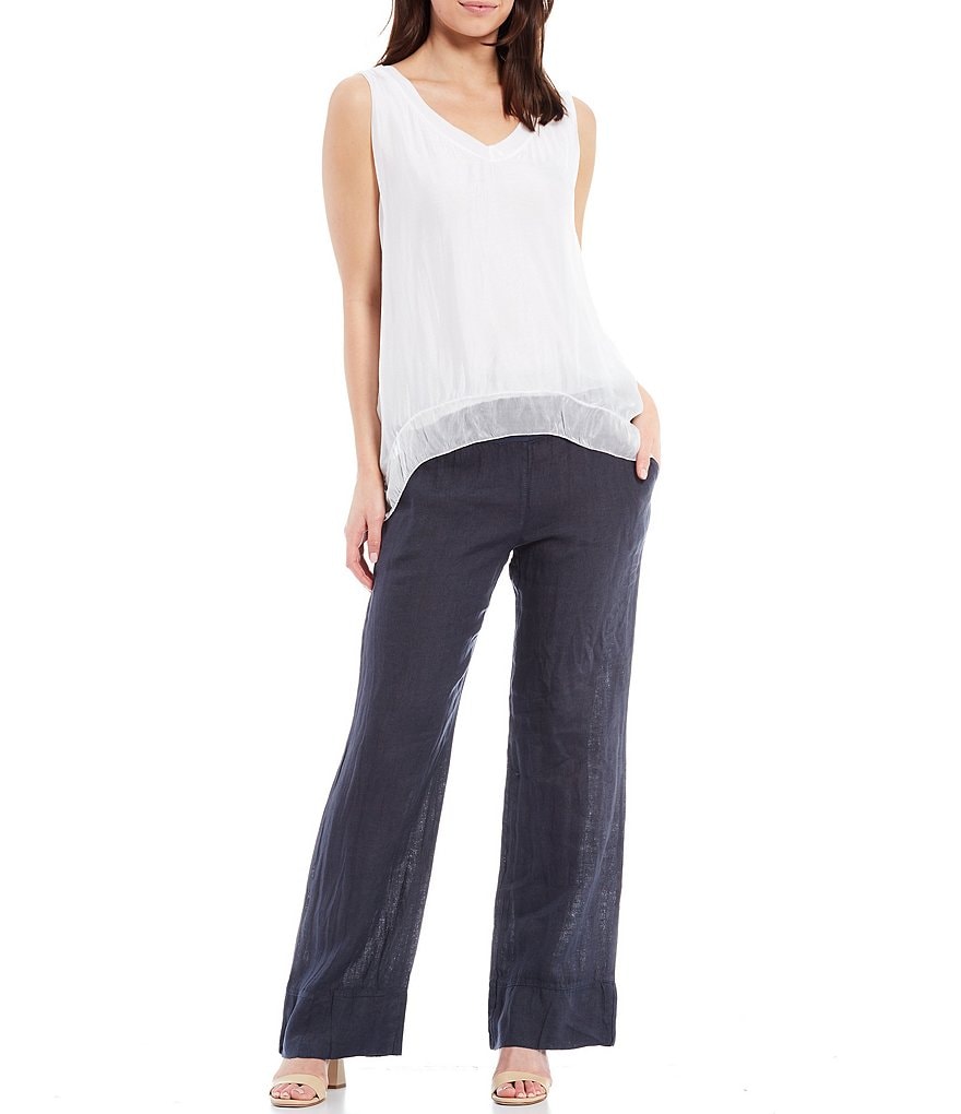 M Made in Italy Linen Wide Leg Pants