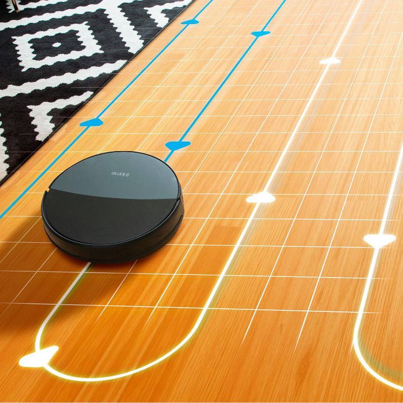 iHome AutoVac 2 in 1 Robot Vacuum & Mop with HomeMap Navigation/Mapping, Strong Suction Power  - Black