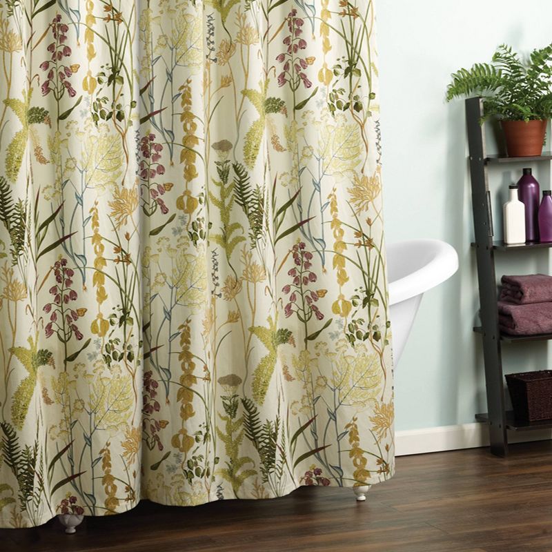 Huntington Botanical Shower Curtain Green/Yellow - India Ink