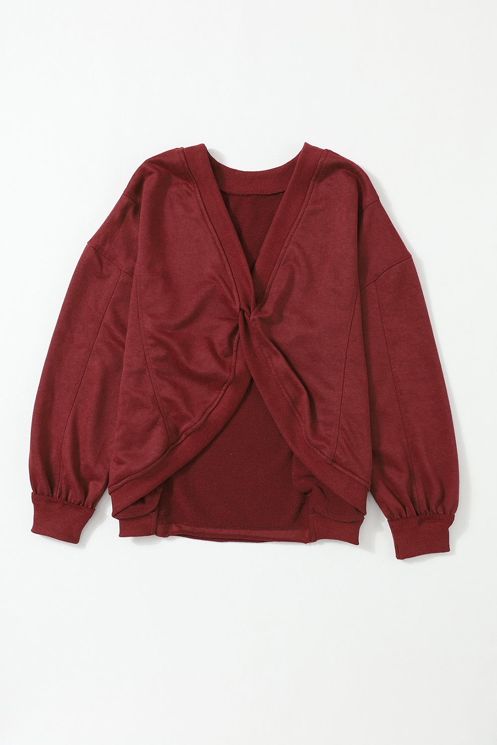 Red Mineral Wash Twist Backless Oversized Sweatshirt