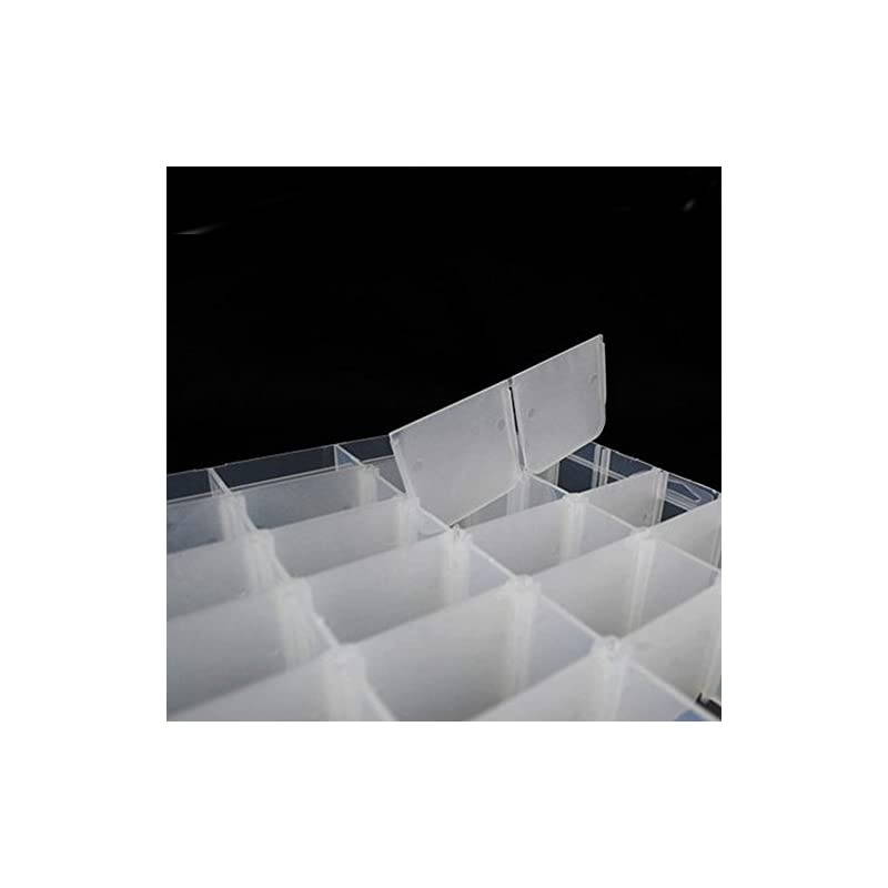 Plastic Grid Box Storage Organizer For Display Collection with Adjustable Dividers - 24 Clear Grids - 7.8"x5.2"x1.5"