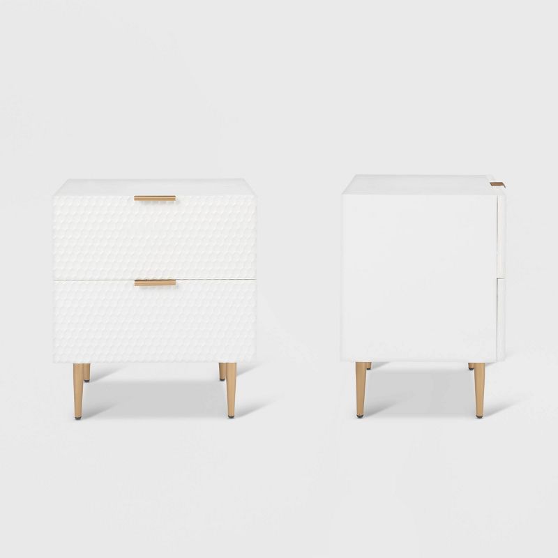 Jolie 2 Drawer Side Table White - Adore Decor