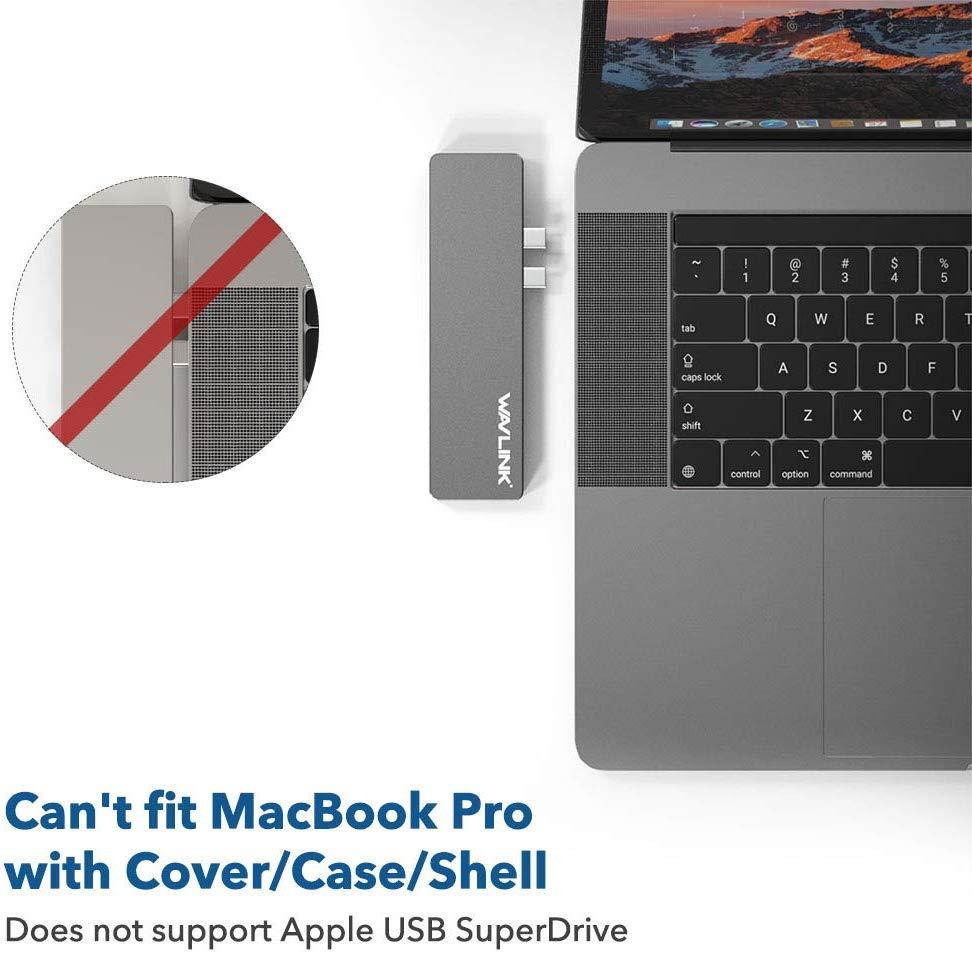 USB C Hub Adapter for MacBook Pro 2019 2018-2016,WAVLINK 7-in-1 Aluminum USB-C Hub with 4K HDMI,Thunderbolt 3 Port (40Gbps),100W Power Delivery,2 USB 3.0, USB 3.1,SD/Micro SD Card Reader(Space Gray)