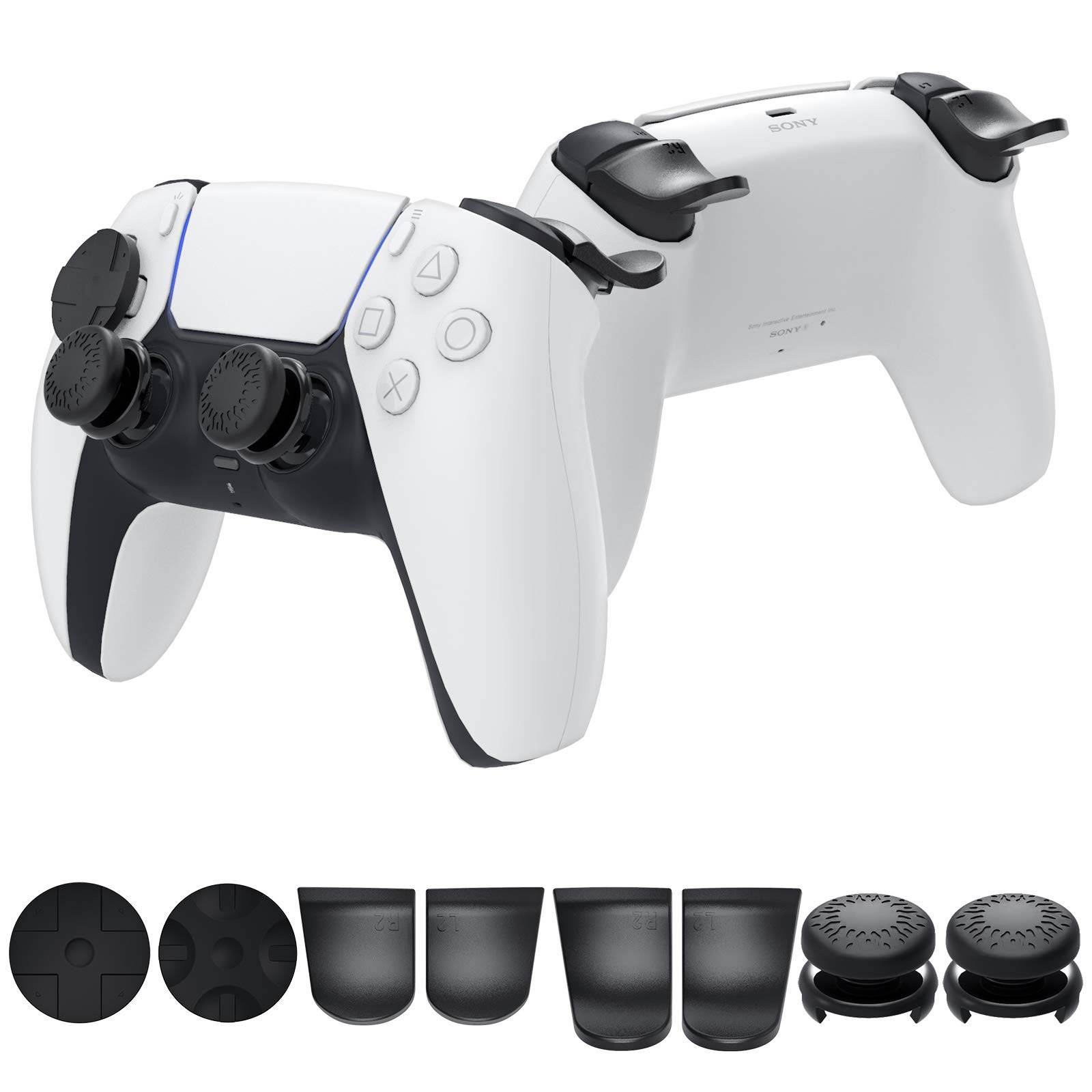 Accessories Kit Bundle for PS5 DualSense Controller,  Thumb Grips Sticks Joystick + L2 R2 Trigger Extender+D-pad Button for Playstation 5 Controller, Anti-Slip Replacement Parts