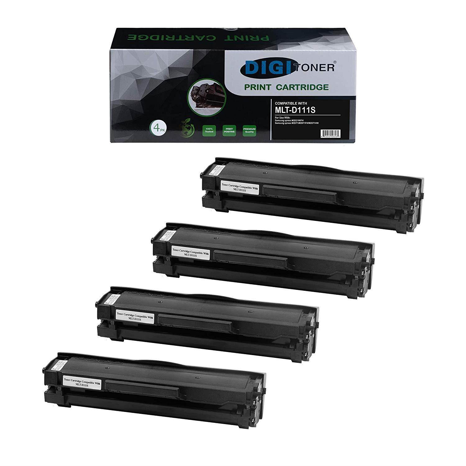 DIGITONER Compatible MLT-D111S Toner Cartridge &ndash; MLT-D111S High Yield Toner Cartridge Replacement for Samsung Laser Printer &ndash; Black [4 Pack]