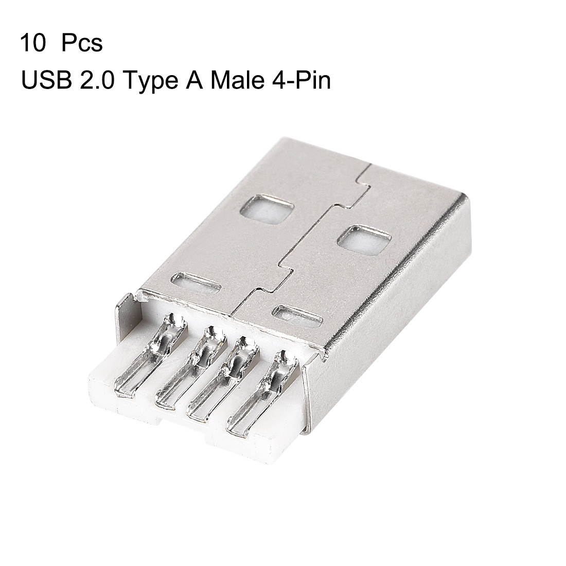 10PCS USB 2.0 Type A Male Socket Connector Jack Plug Port, 4-Pin DIP 180 Degree, Repair Replacement Adapter