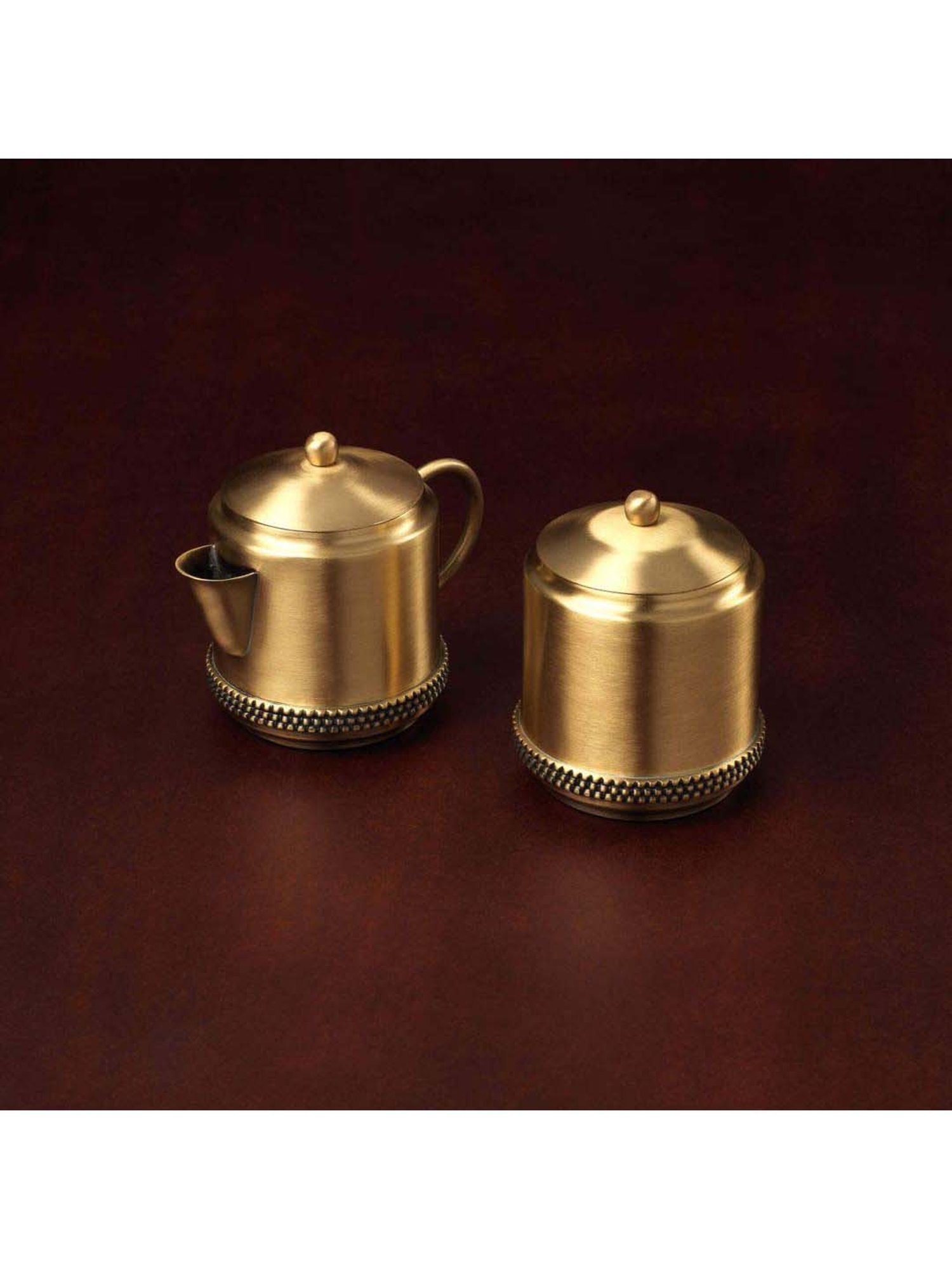 ellementry Masai Golden Brass Milk & Sugar Pot Set