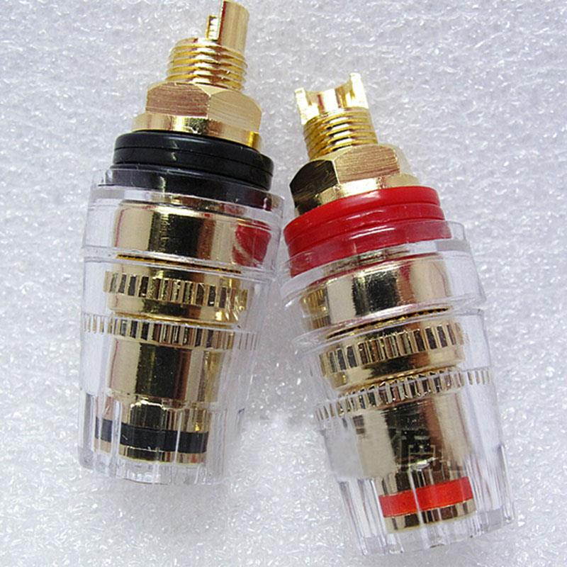 A pair 45mm Banana connector Gold-plated Banana plugs sockets Copper terminal for Stereo speakers
