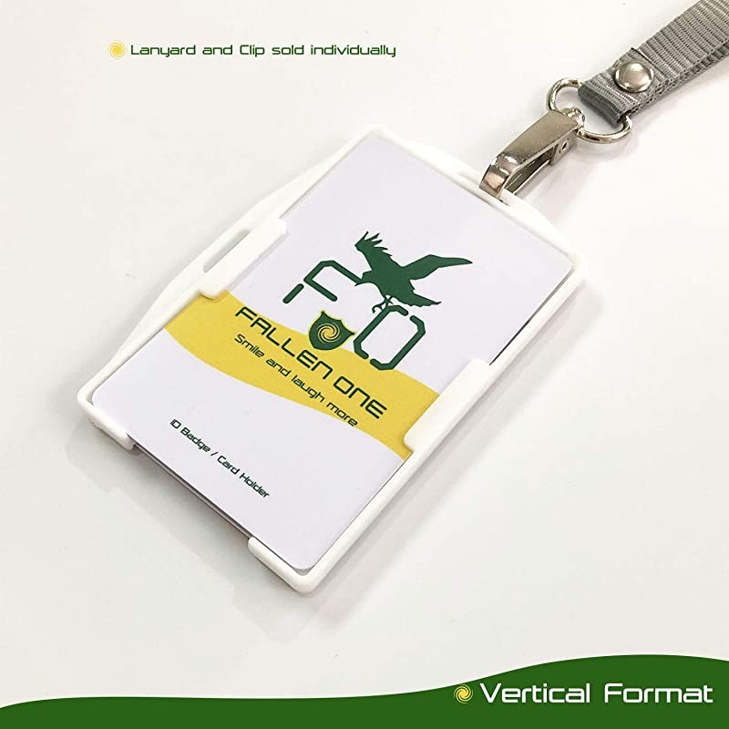 2 Pack White Premium Hard Rigid Plastic 2 Sided ID Badge Holder Horizontal or Veritcal Hold 2 Cards