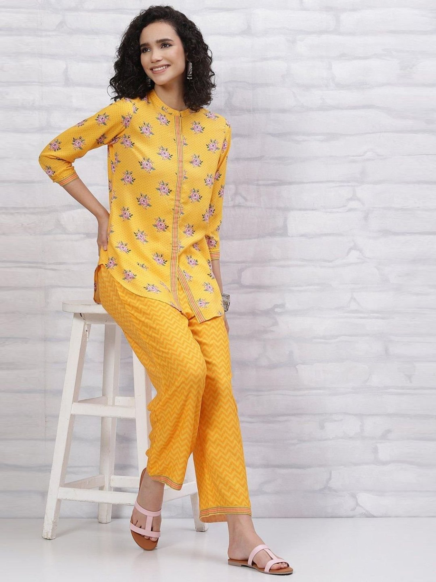 Rangriti Yellow Printed Tunic